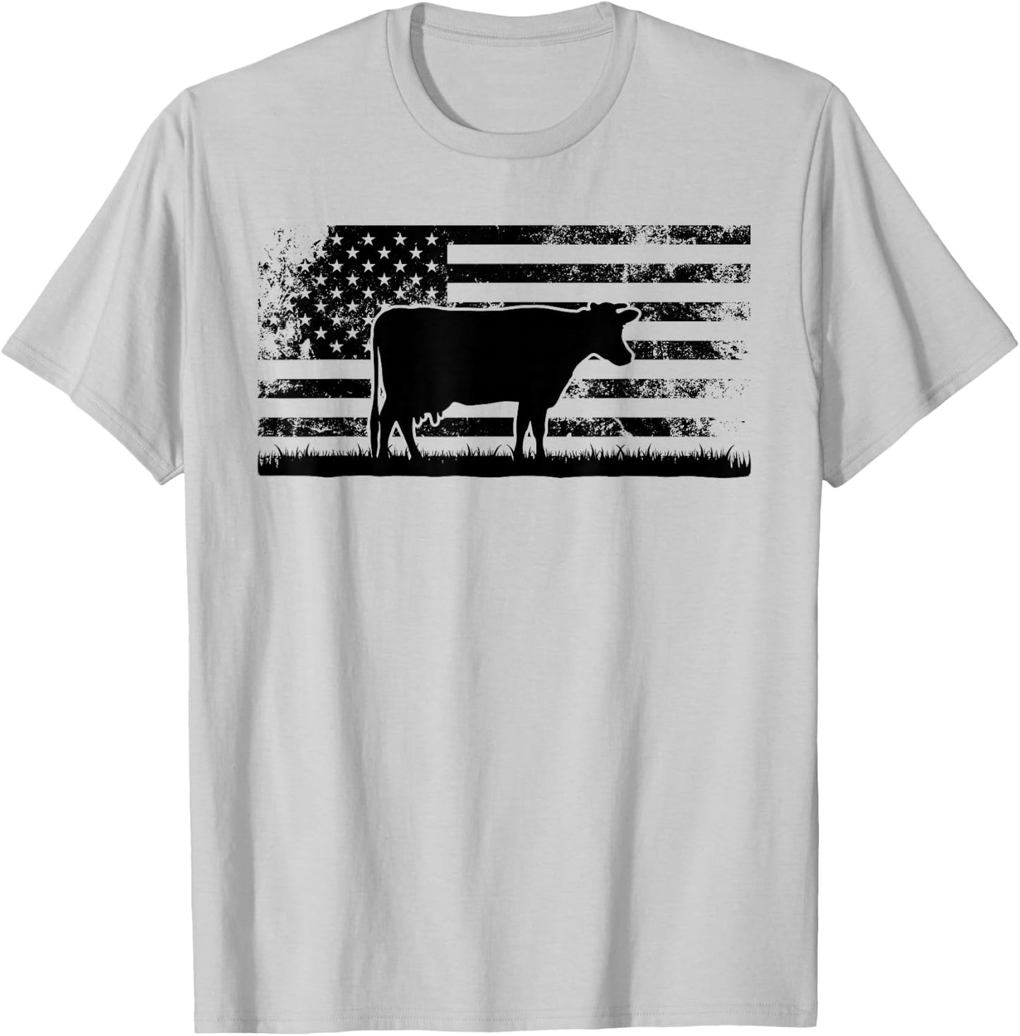 American Flag - Holstein Cow Rancher for Cattle Farmer T-Shirt - T-Shirt | Ash