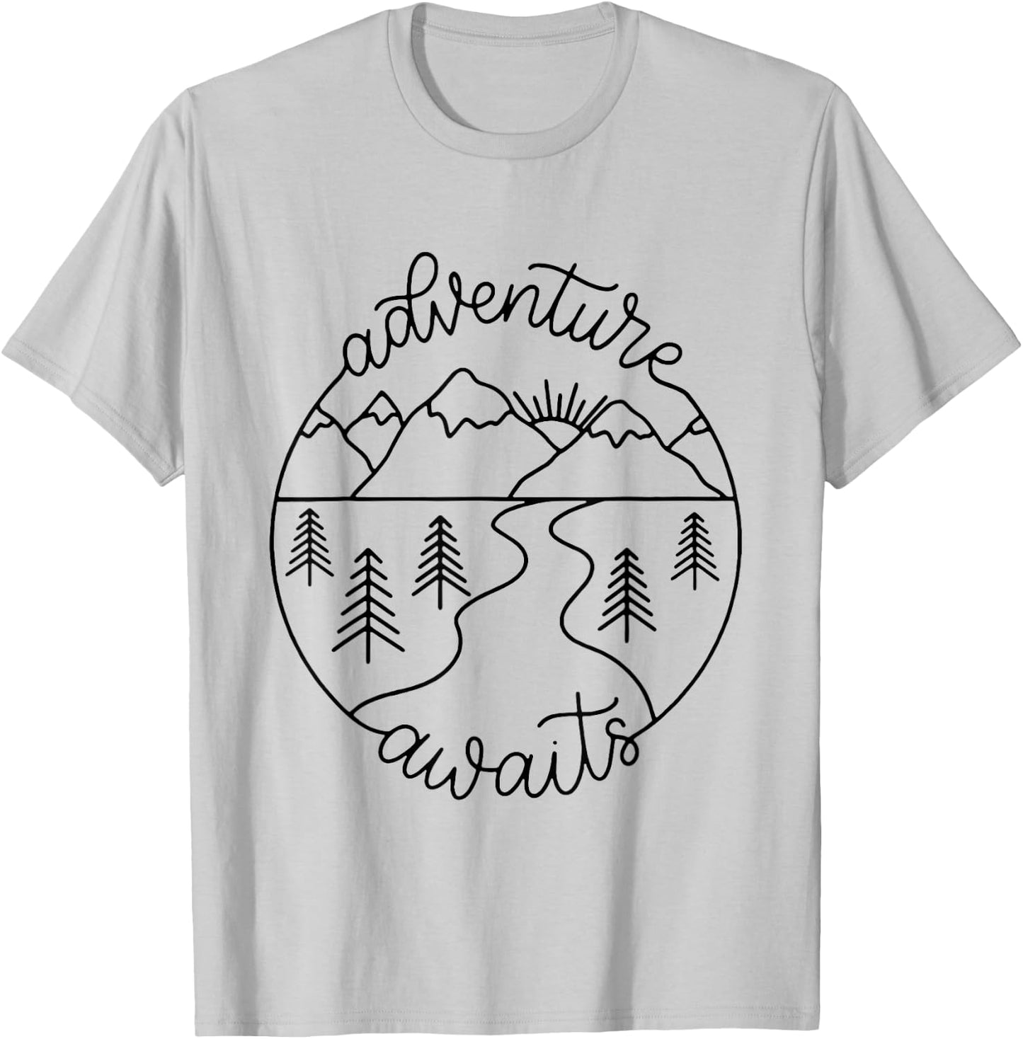 Happy Camper Adventure Awaits Summer Vacation Gift T-Shirt - T-Shirt | Ash