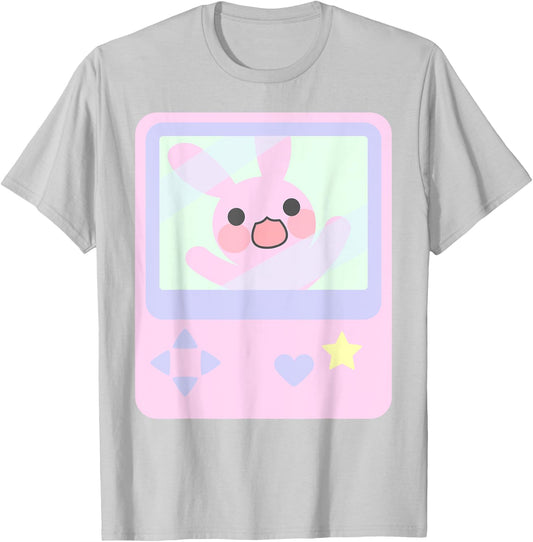 Kawaii Gamer Bunny Rabbit Pastel Shirt T-Shirt - T-Shirt | Ash