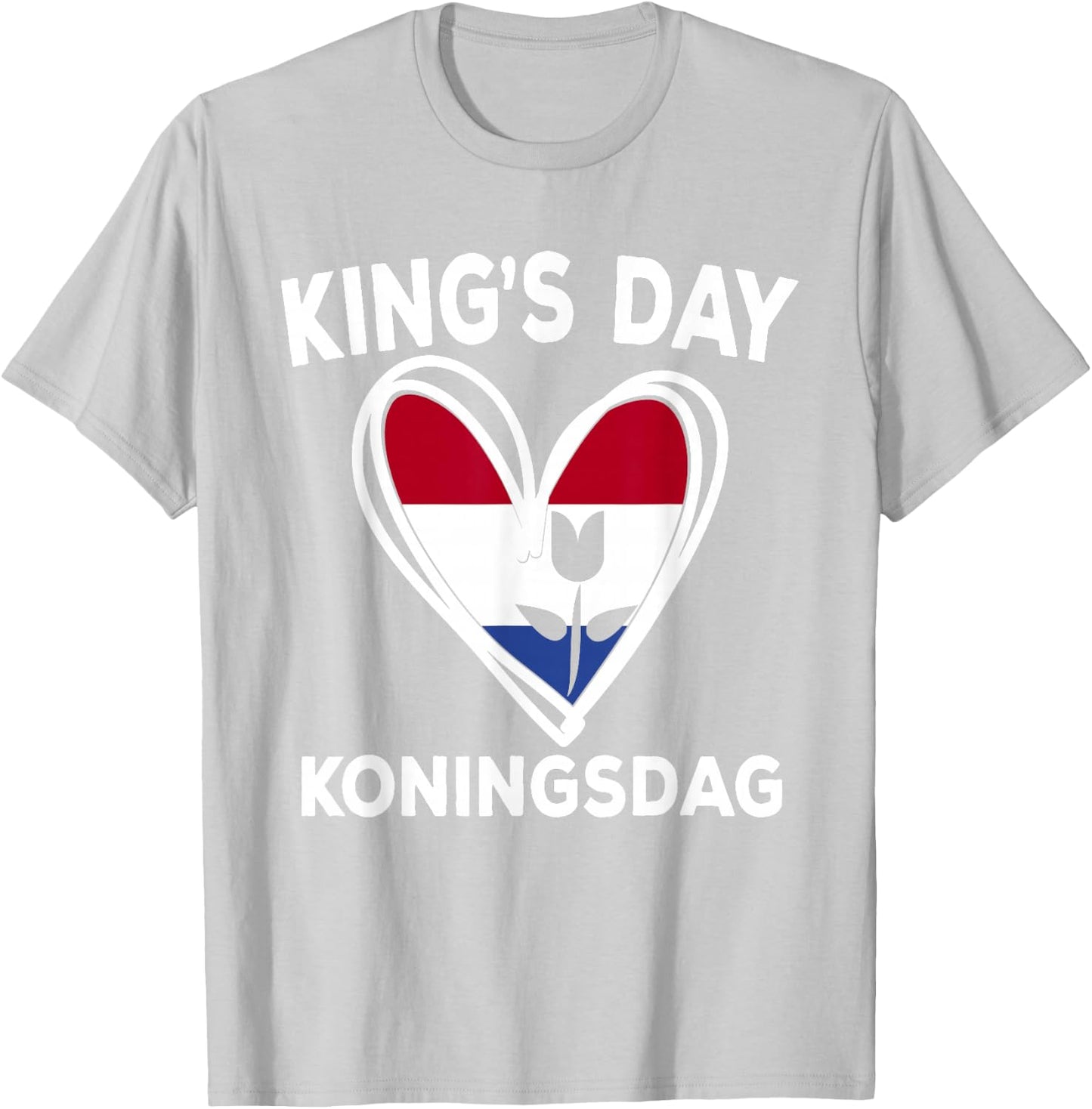 Koningsdag Netherlands 2024 Tulip Heart Kings Day Amsterdam T-Shirt - T-Shirt | Ash