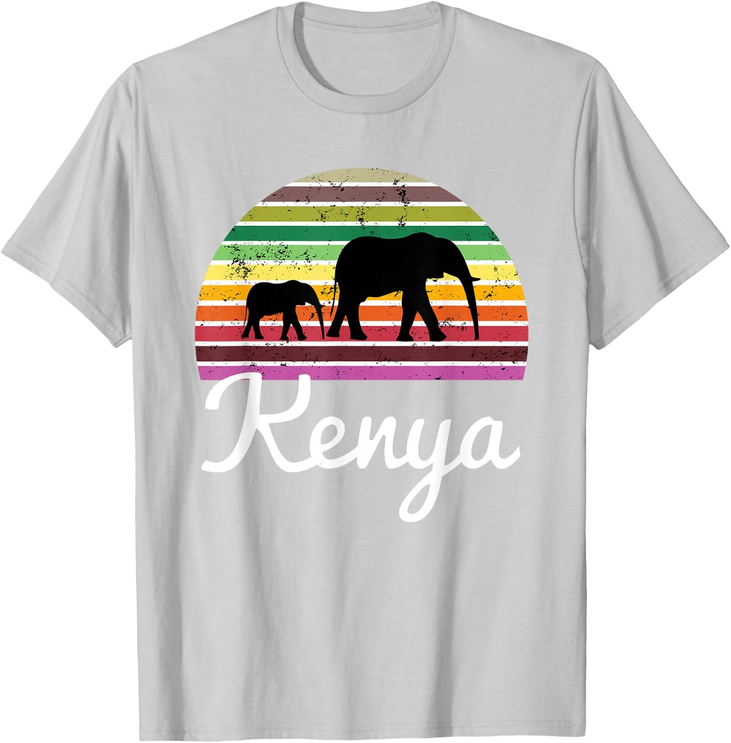 Kenya Shirt Elephant Safari Gift T Shirt T-Shirt - T-Shirt | Ash