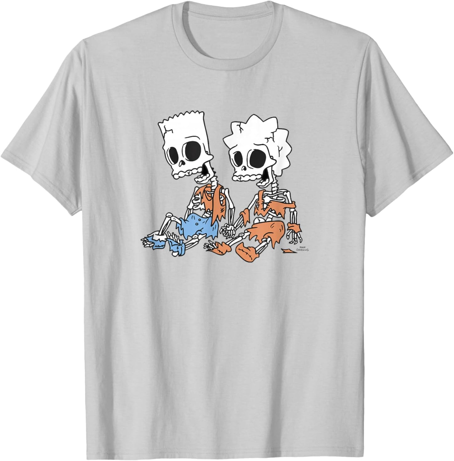 The Simpsons Bart & Lisa Skeletons T-Shirt - T-Shirt | Ash