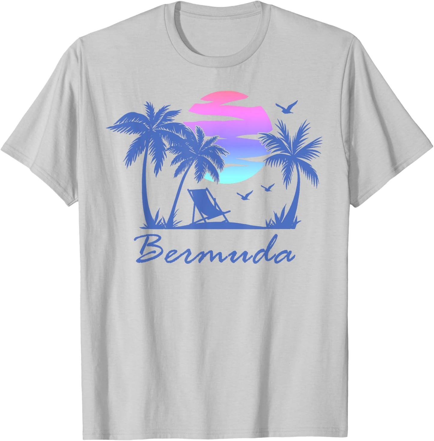 BERMUDA Beach Vacation Trip Retro Vintage Sunset Graphic Women Girls Kids T-Shirt - T-Shirt | Ash