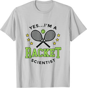 Yes I'm a Racket Scientist Tennis Player Coach Tennis Lovers T-Shirt - T-Shirt | Ash