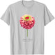 Red and Pink Zinnia Flower Botanical Painting T-Shirt - T-Shirt | Ash