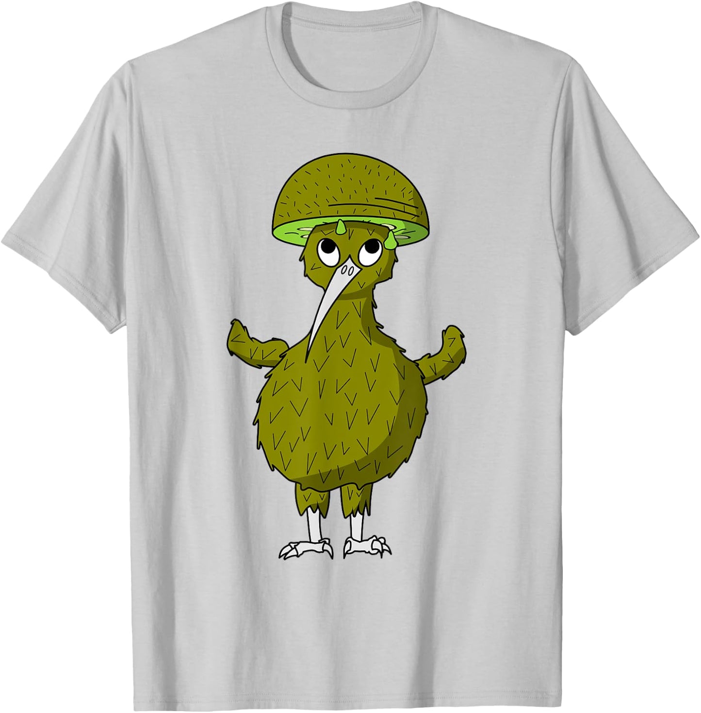 Kiwi Bird with Kiwi Fruit as Hat T-Shirt - T-Shirt | Ash