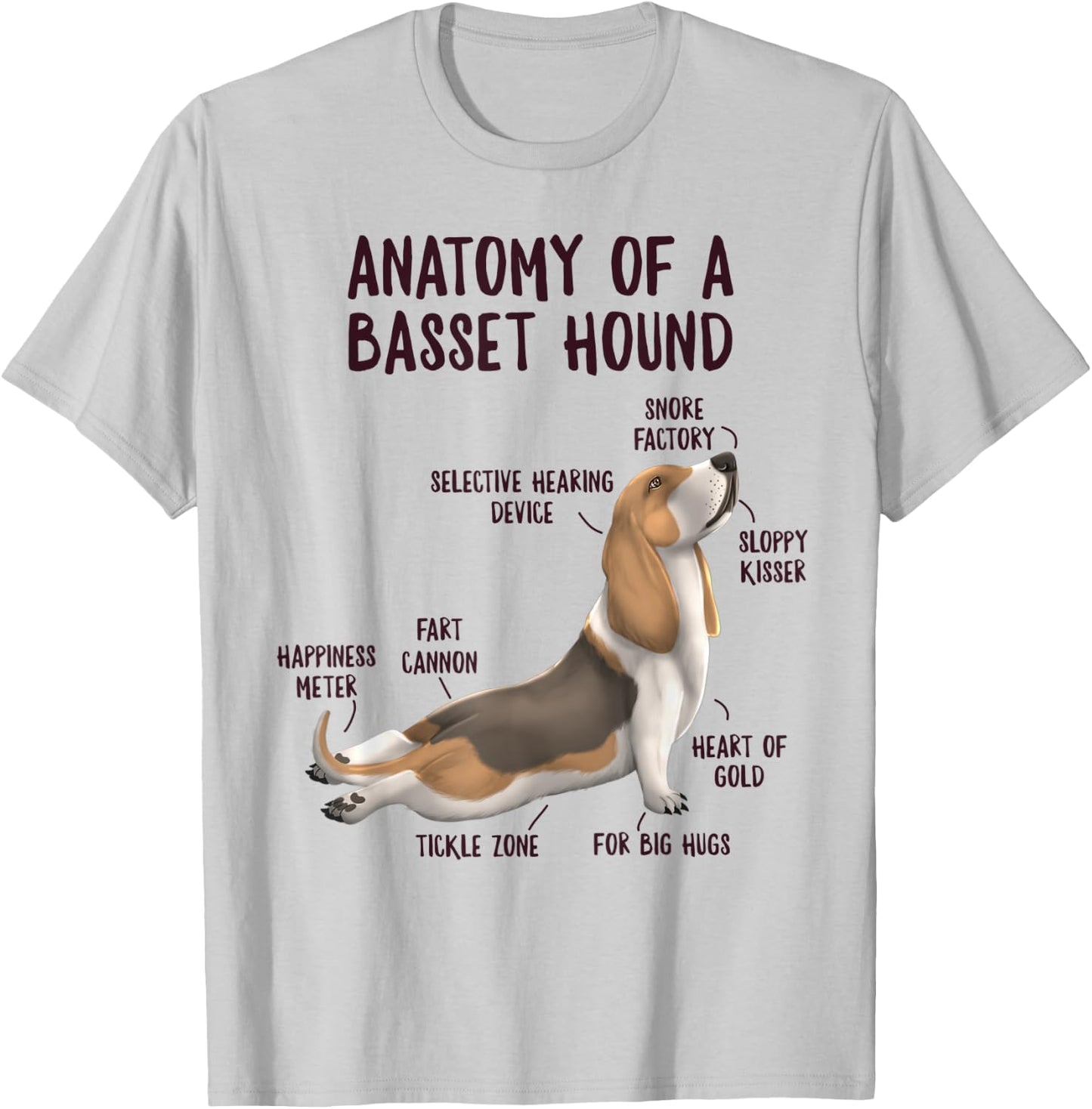 Anatomy of A Basset Hound Funny Dog Owner Puppy Lover T-Shirt - T-Shirt | Ash