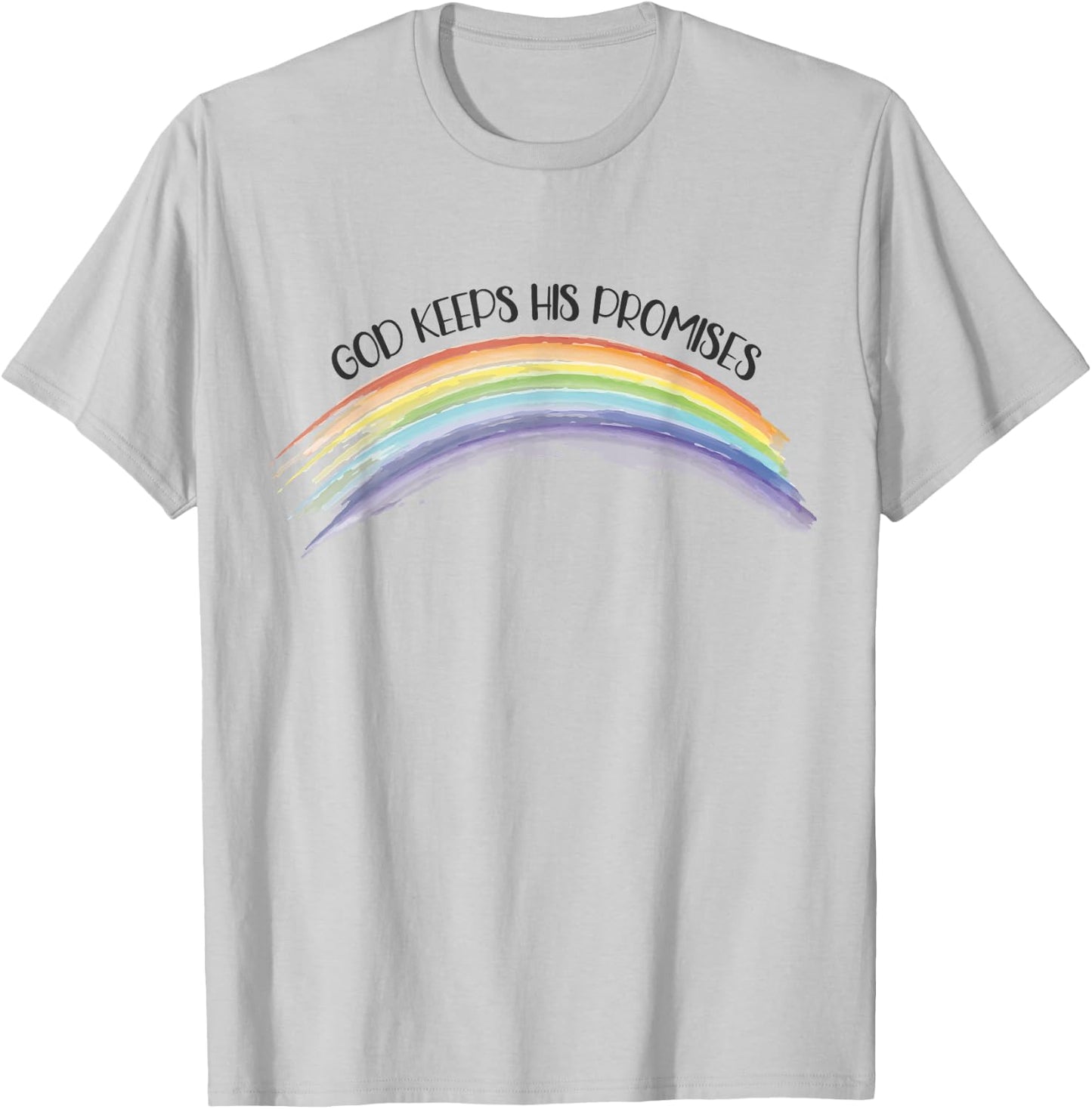 In God We Trust Apparel Rainbow God Keeps His Promises, Christian Religious Faith Grey T-Shirt - T-Shirt | Ash
