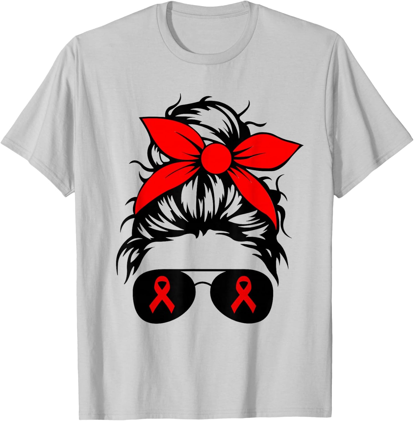 We Wear Red For Red Ribbon Week Awareness Messy Bun Gifts T-Shirt - T-Shirt | Ash