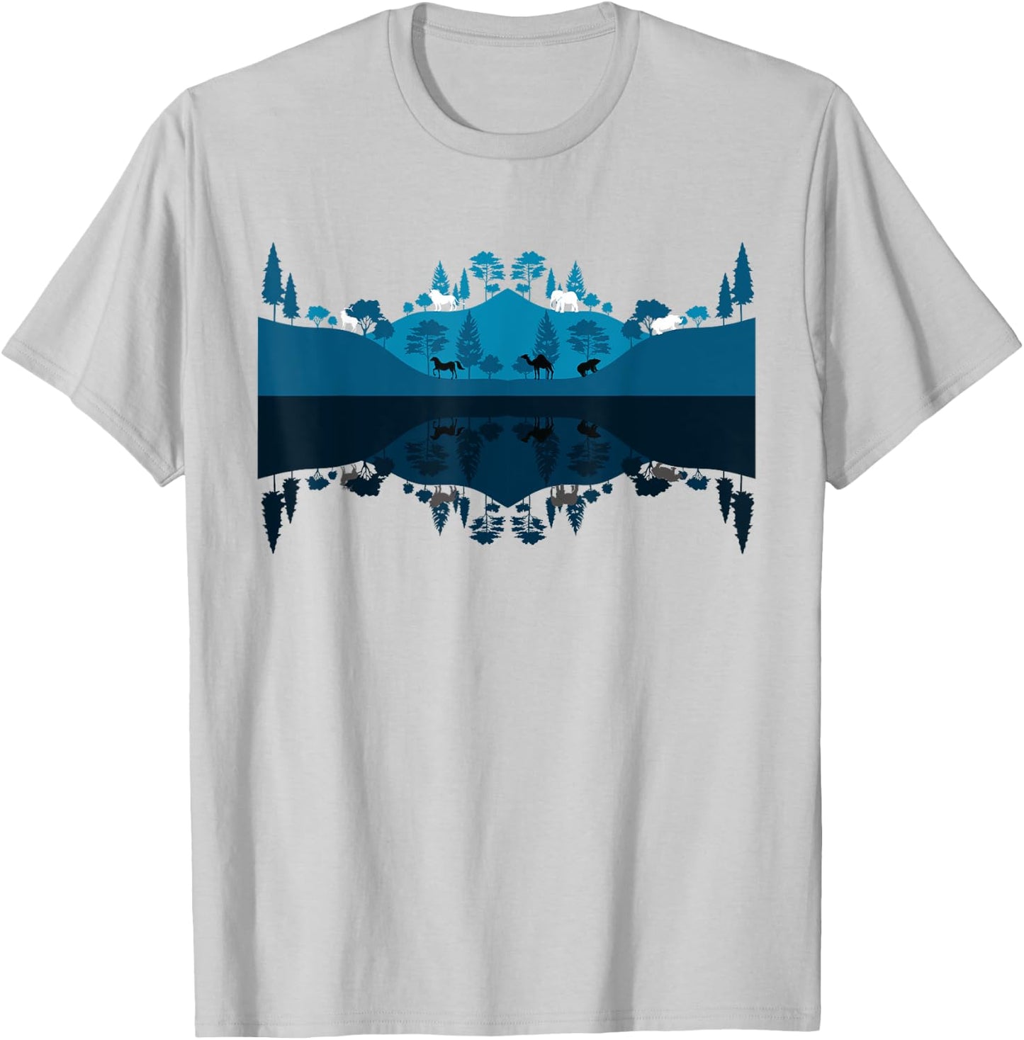 Wildlife Animals Outdoor Forest Trees Reflection Nature T-Shirt - T-Shirt | Ash