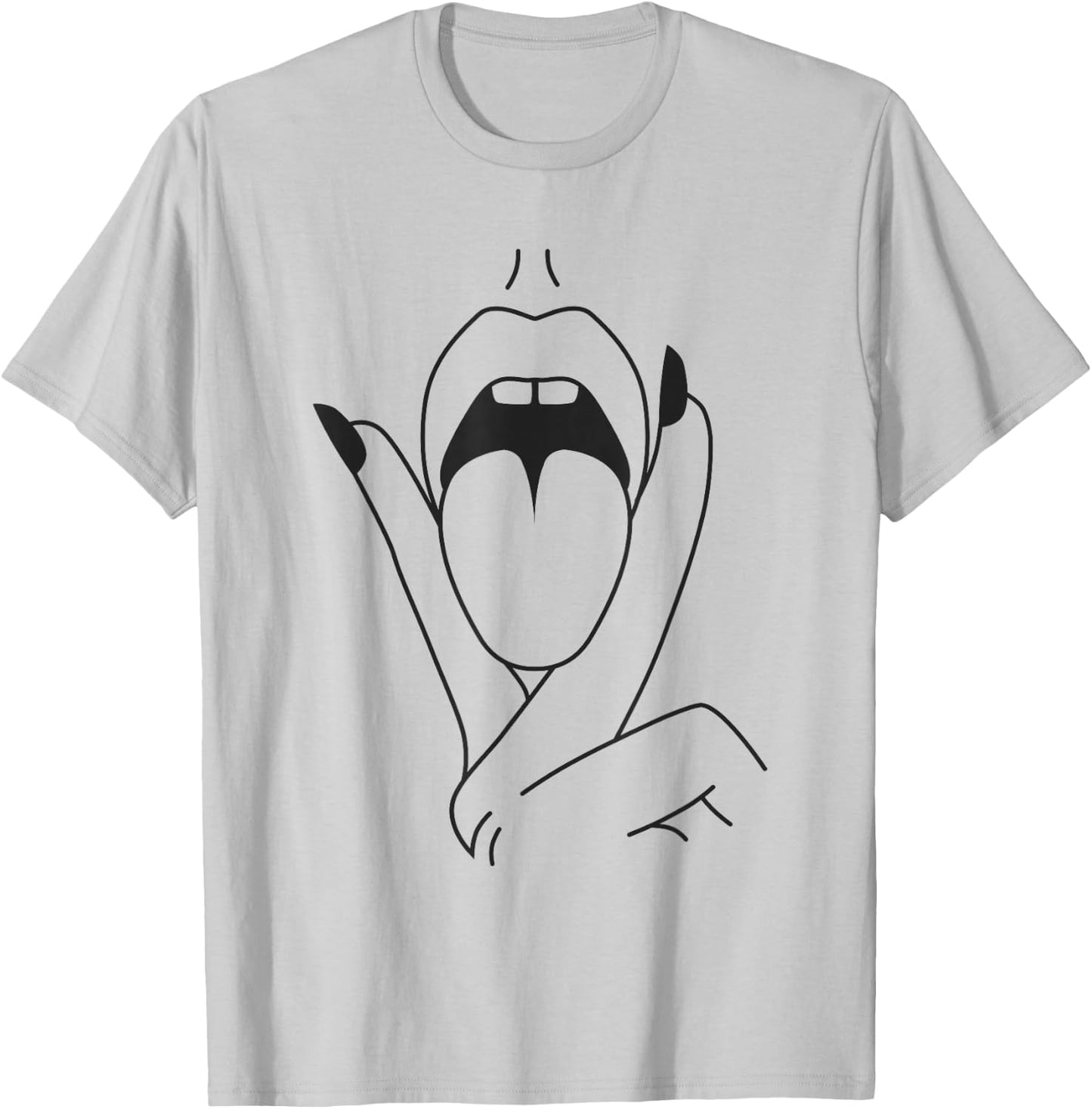 Lips Tongue Sexy Mouth Kiss Women T-Shirt - T-Shirt | Ash
