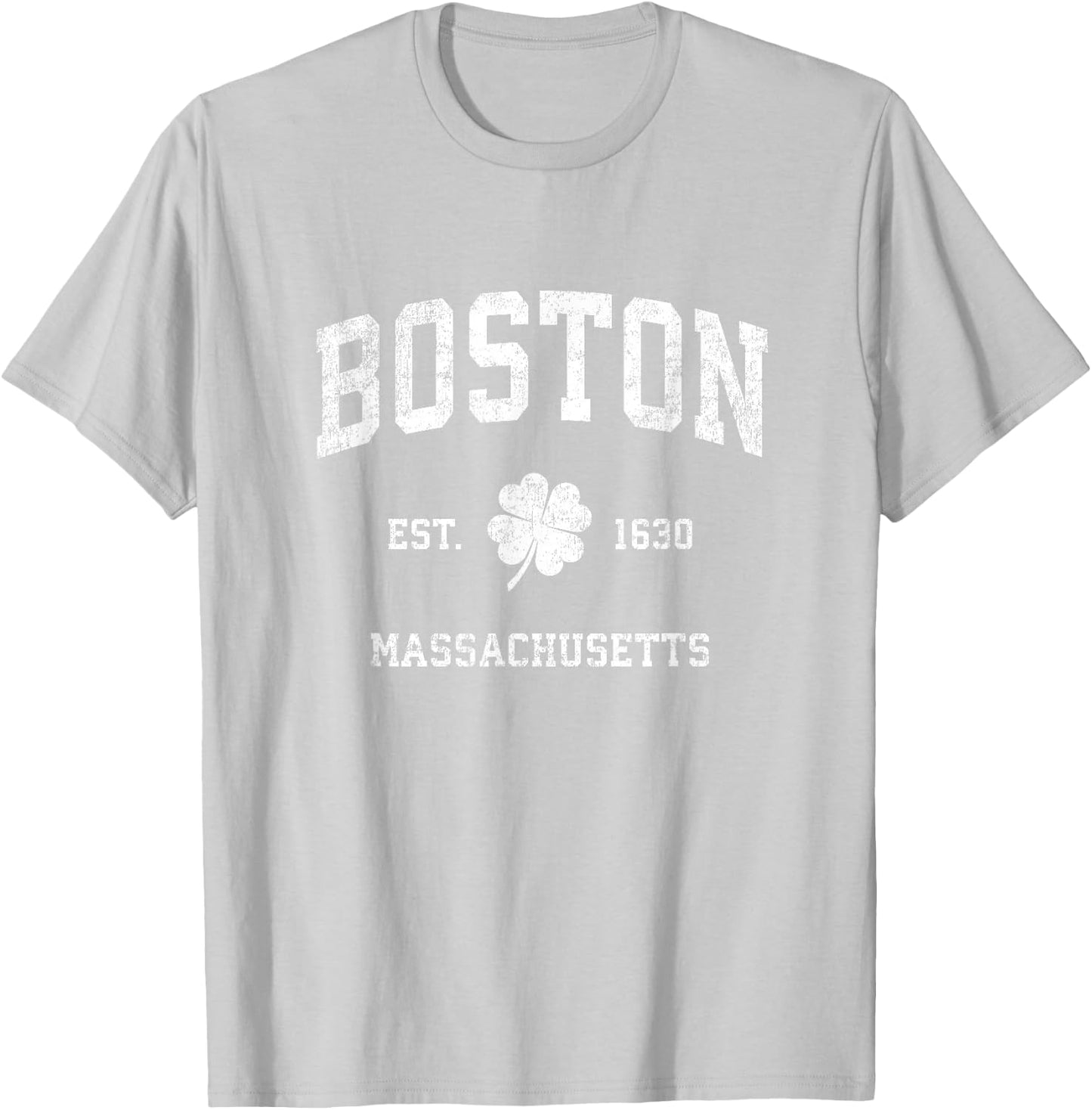 Boston Massachusetts Vintage Shamrock Sports T-Shirt - T-Shirt | Ash
