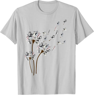 Husky Dandelion Funny Gift Dog Lovers T-Shirt - T-Shirt | Ash