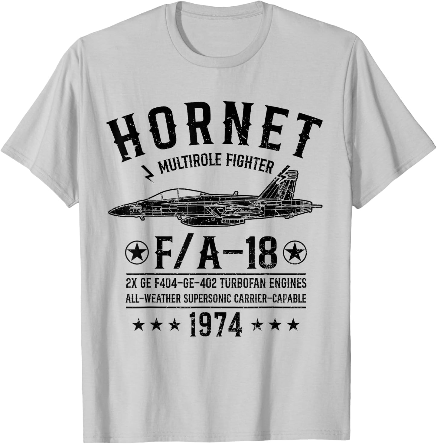 FA-18 Hornet Multirole Fighter Jet F-18 Military Airplanes T-Shirt - T-Shirt | Ash