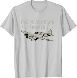 P-40 Warhawk WWII Aeroplane T Shirt T-Shirt - T-Shirt | Ash