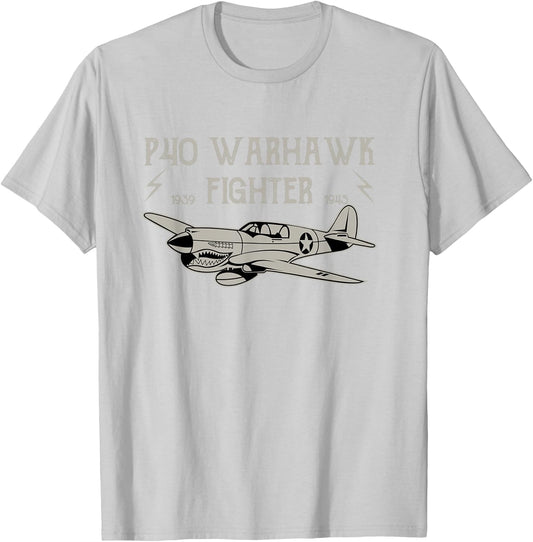 P-40 Warhawk WWII Aeroplane T Shirt T-Shirt - T-Shirt | Ash