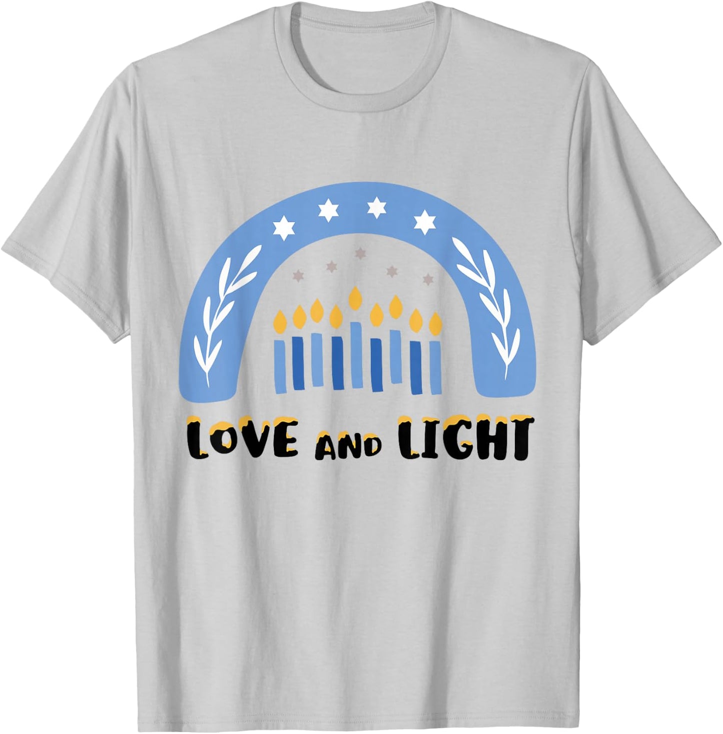 Love and Light Rainbow Hanukkah Shirt Jewish Chanukah T-Shirt - T-Shirt | Ash