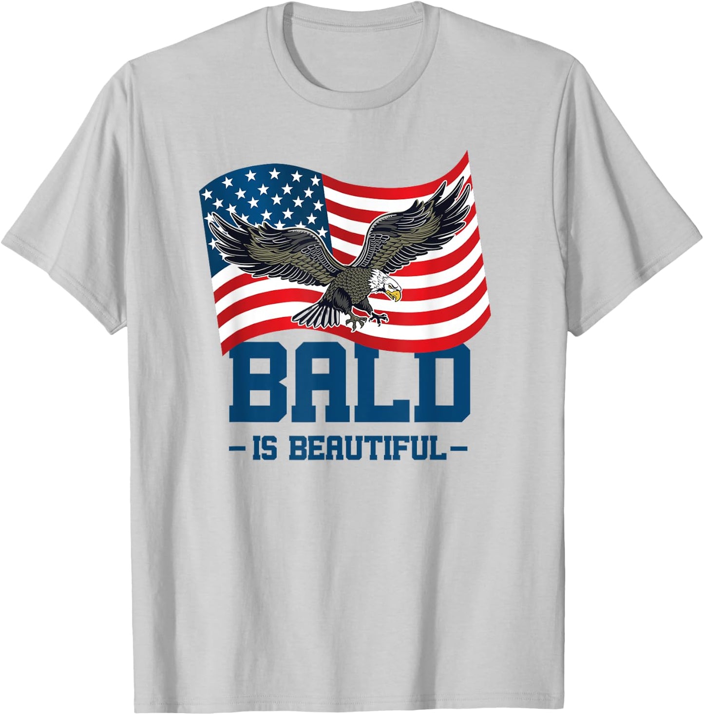 Bald Is Beautiful July 4th Eagle Patriotic American Flag USA Kids Men T-Shirt - T-Shirt | Ash