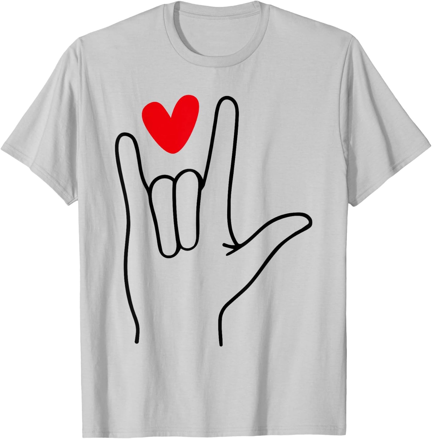 I Love You Sign Language Cute Happy Valentine’s Day T-Shirt - T-Shirt | Ash