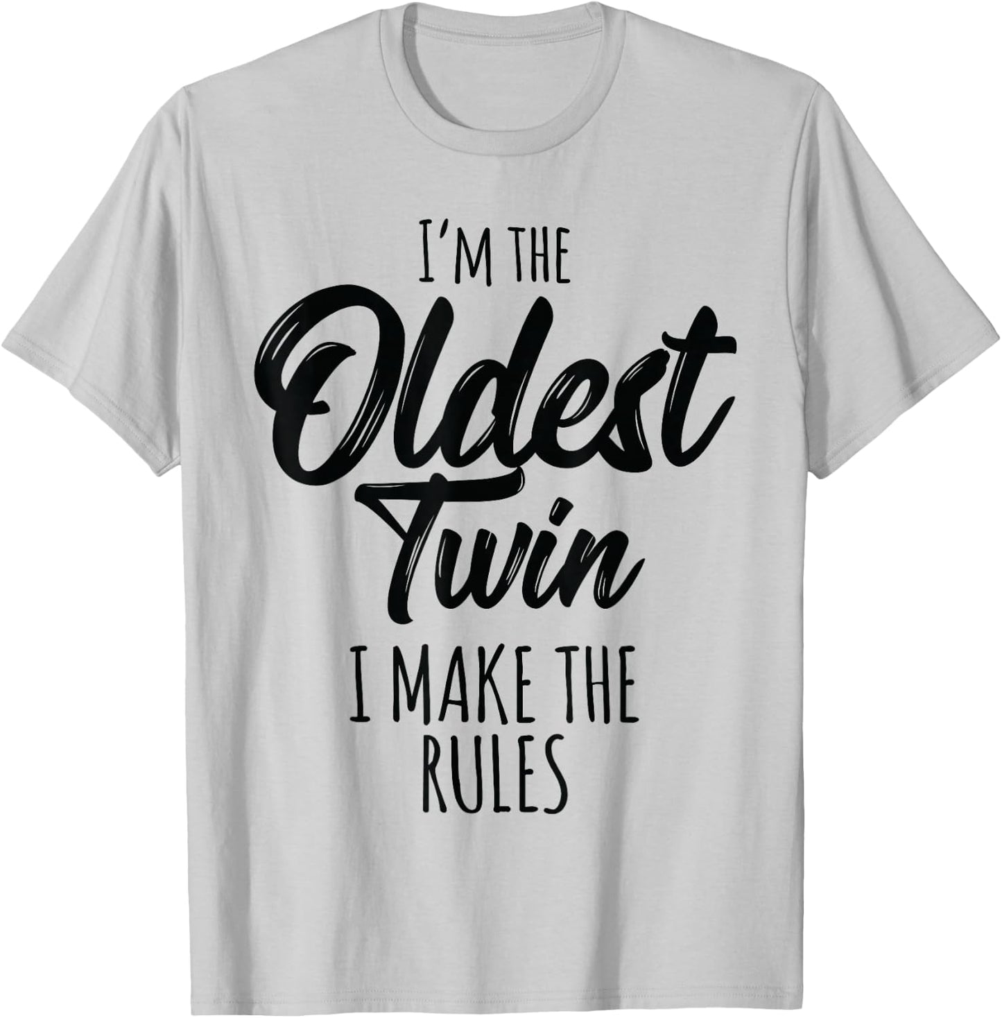 Twins Shirt Matching Birthday Sibling Oldest Twin T-Shirt - T-Shirt | Ash