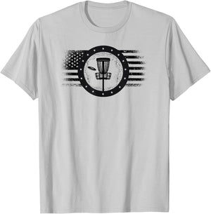 Cool Disc Golf Sport USA Grunge Flag - Disc Golf T-Shirt - T-Shirt | Ash