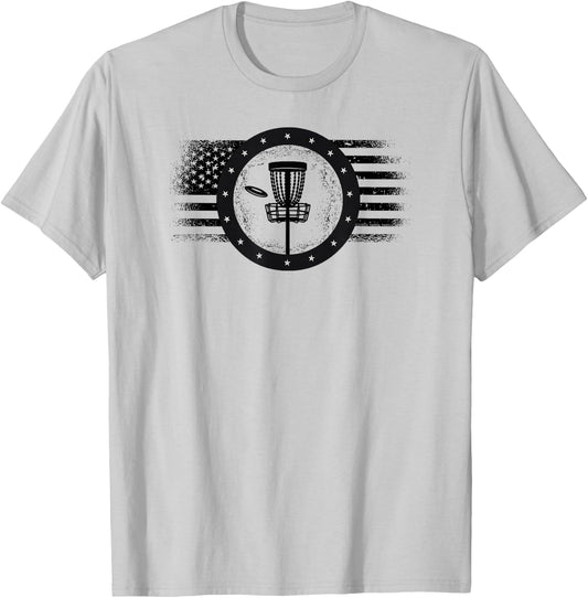 Cool Disc Golf Sport USA Grunge Flag - Disc Golf T-Shirt - T-Shirt | Ash