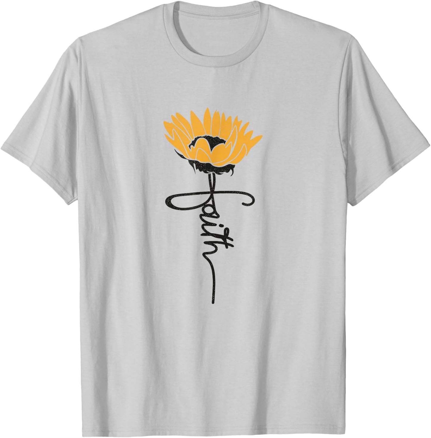 Faith Sunflower Cute Religious Christian T-Shirt - T-Shirt | Ash