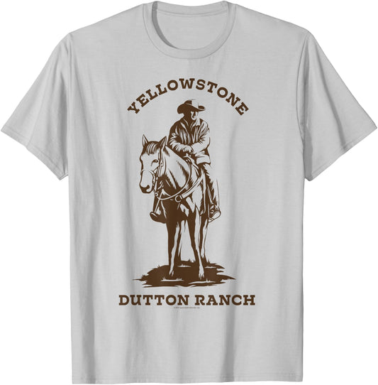 Yellowstone Dutton Ranch Cowboy Western Logo T-Shirt - T-Shirt | Ash