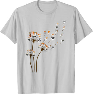 Papillon Dogs Flower Fly Dandelion Shirt Dog Mama Dog Lover T-Shirt - T-Shirt | Ash