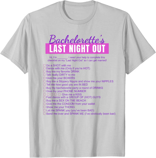Bachelorette Scavenger Hunt Checklist T-Shirt - T-Shirt | Ash