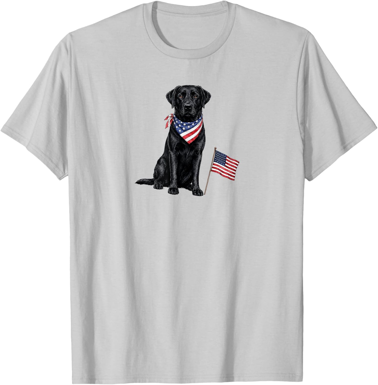 Black Labrador American Flag 4th of July T-Shirt - T-Shirt | Ash