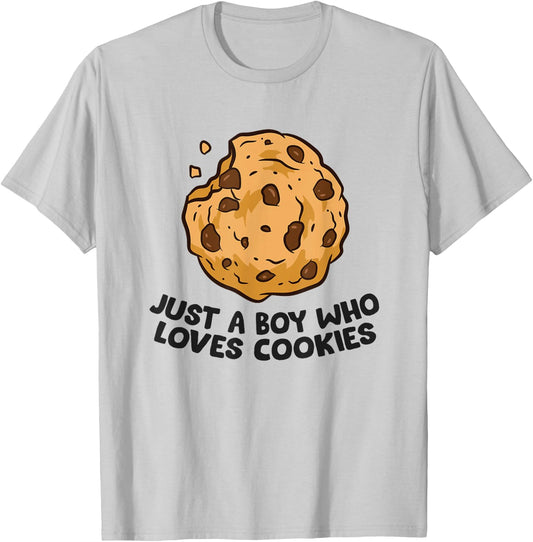 Just a Boy Who Loves Cookies Funny Chocolate Chip Cookies T-Shirt - T-Shirt | Ash