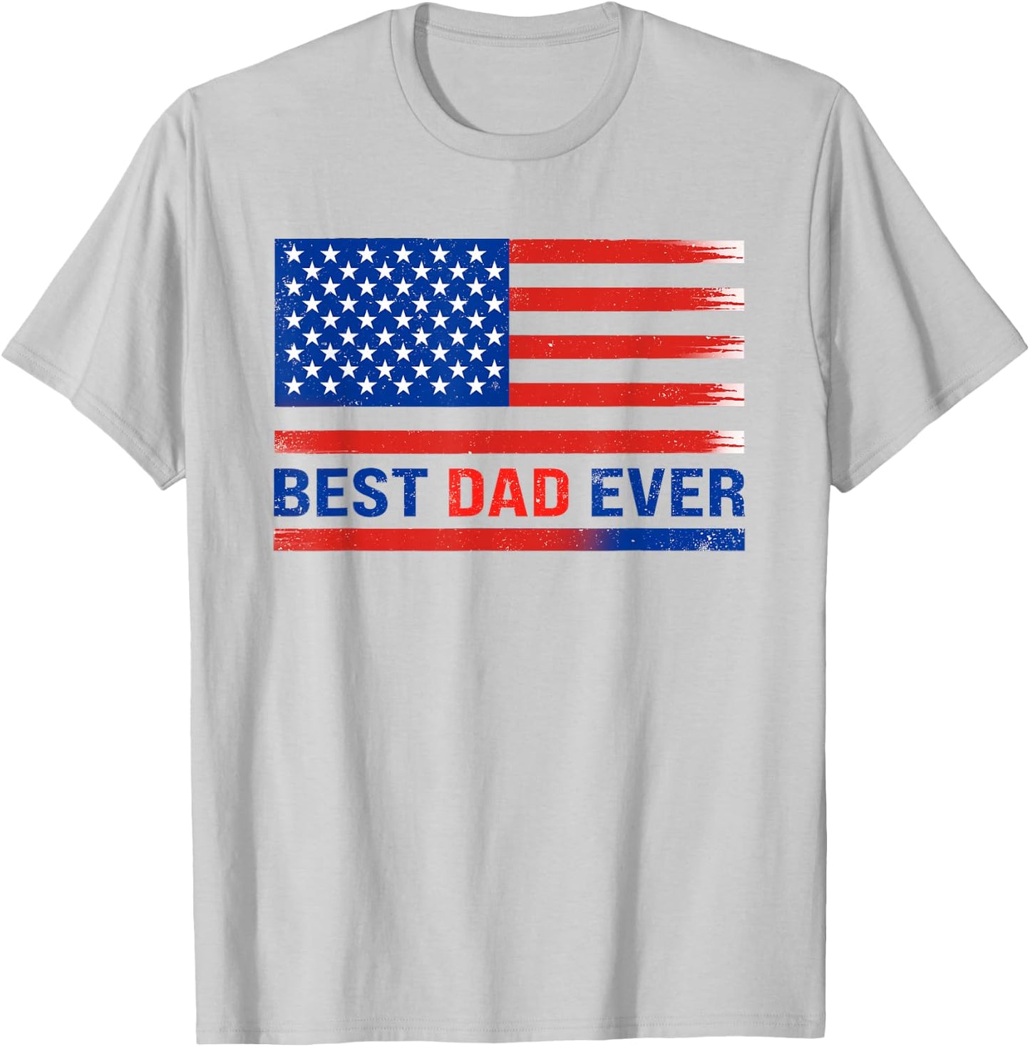 Best Dad Ever with US American Flag Gifts Dad Fathers Day T-Shirt - T-Shirt | Ash