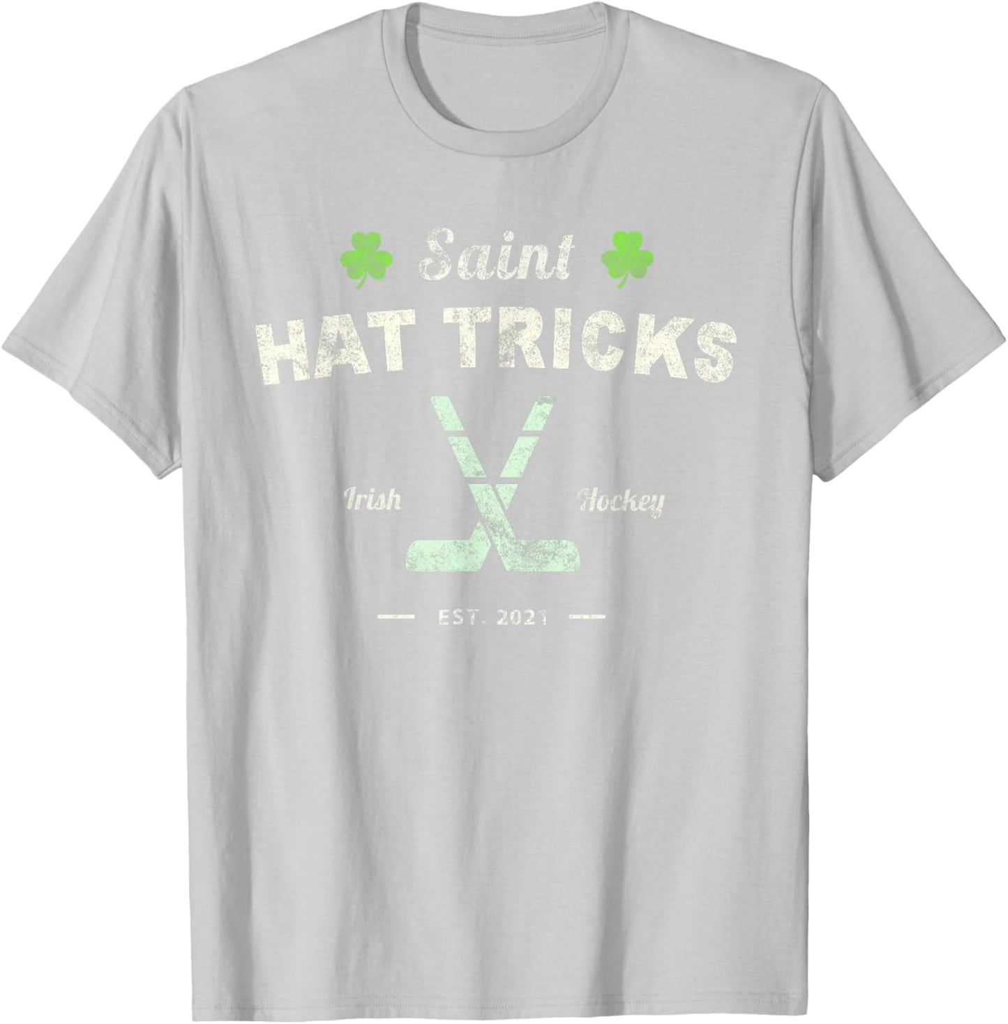SAINT HAT TRICKS Funny St Patrick's Day Irish Hockey Club T-Shirt - T-Shirt | Ash