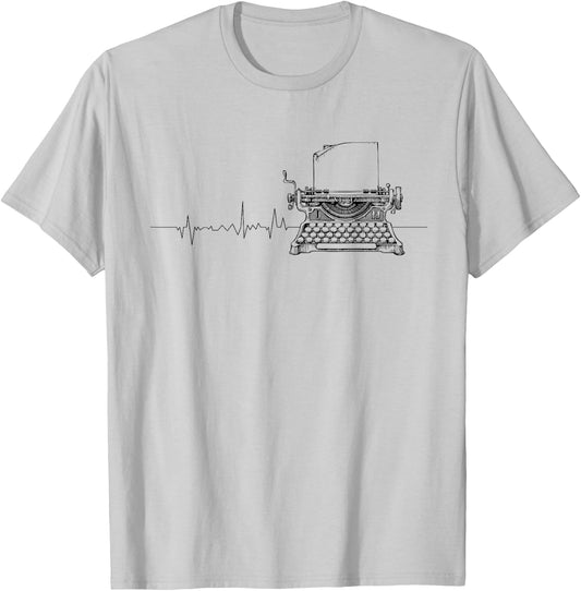 Journalist Fiction Writer Writing Vintage Typewriter T-Shirt - T-Shirt | Ash