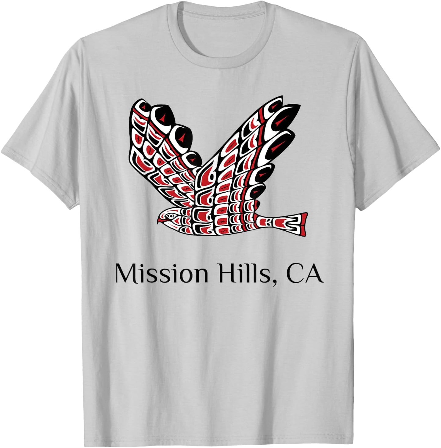Mission Hills California Red Tail Hawk Native American T-Shirt - T-Shirt | Ash