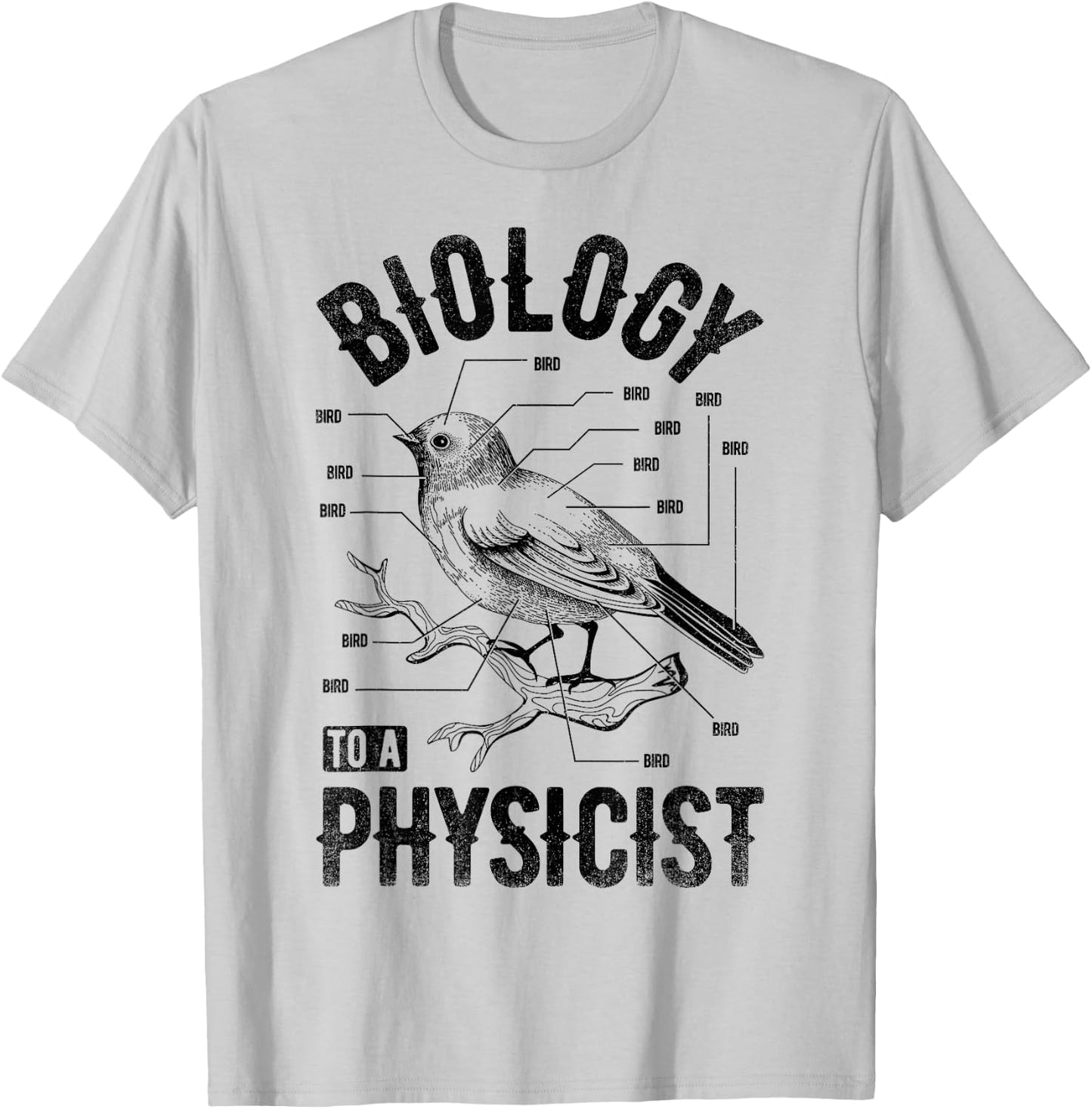 Bird Biology To A Physicist Science Funny Biologist Physics T-Shirt - T-Shirt | Ash