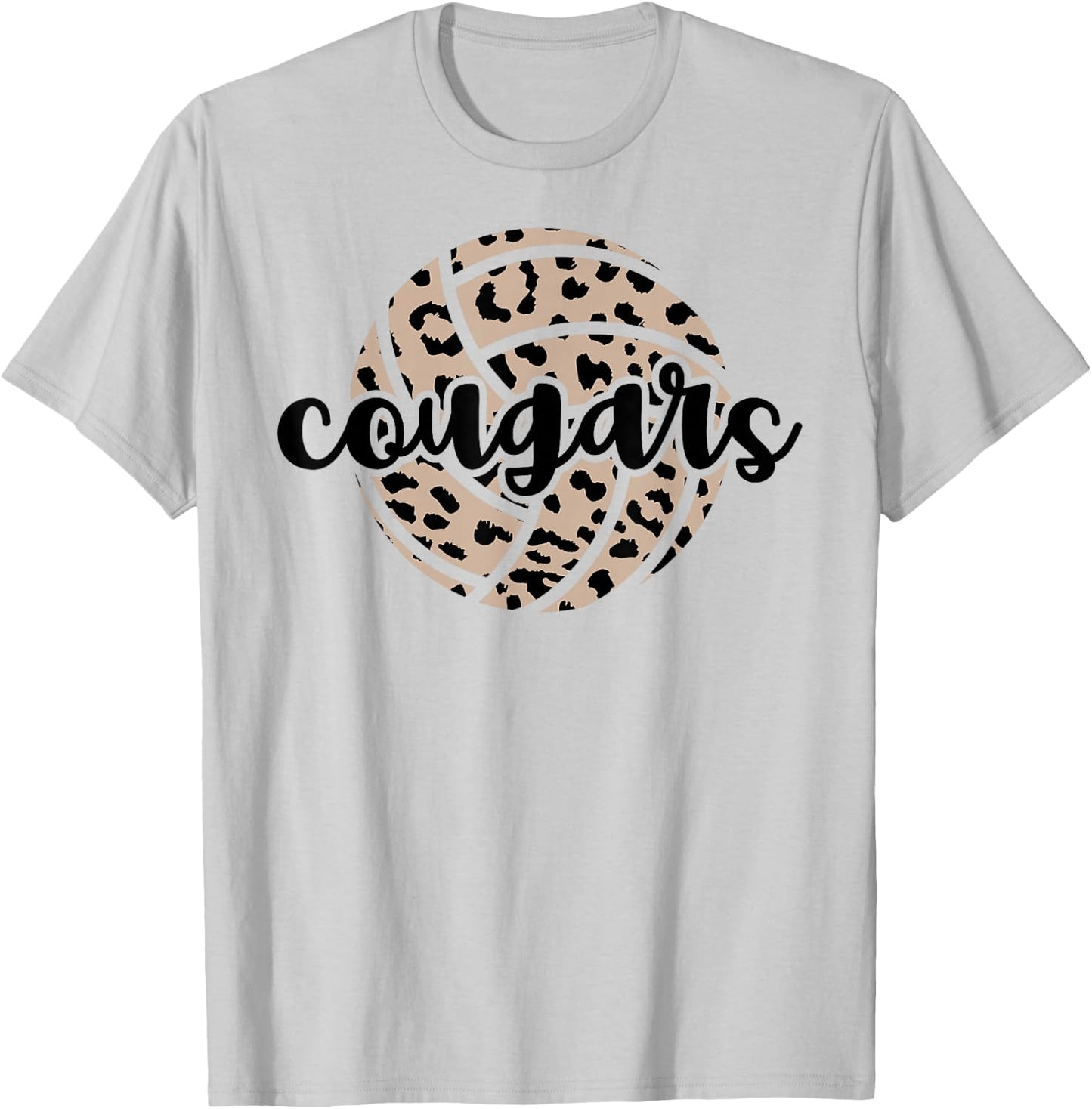Cougars Volleyball Team Cheetah Mascot School Spirit Game T-Shirt - T-Shirt | Ash