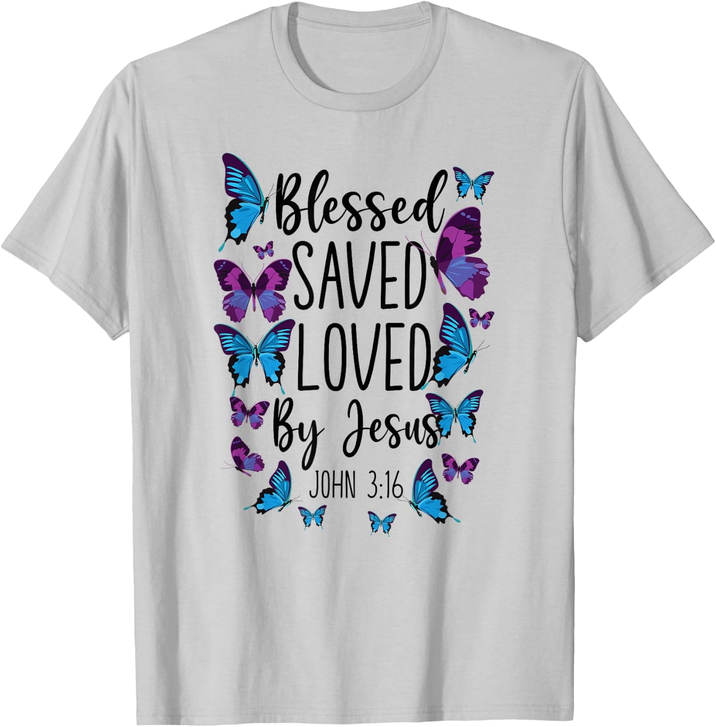 Christian Bible Verse Quote Butterfly John 3:16 T-Shirt - T-Shirt | Ash