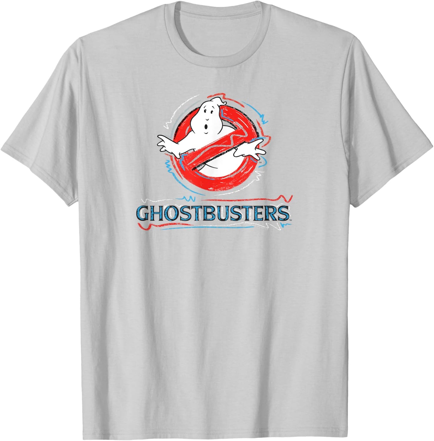 Ghostbusters No Ghost Scribbles Logo Funny Retro Movie T-Shirt - T-Shirt | Ash