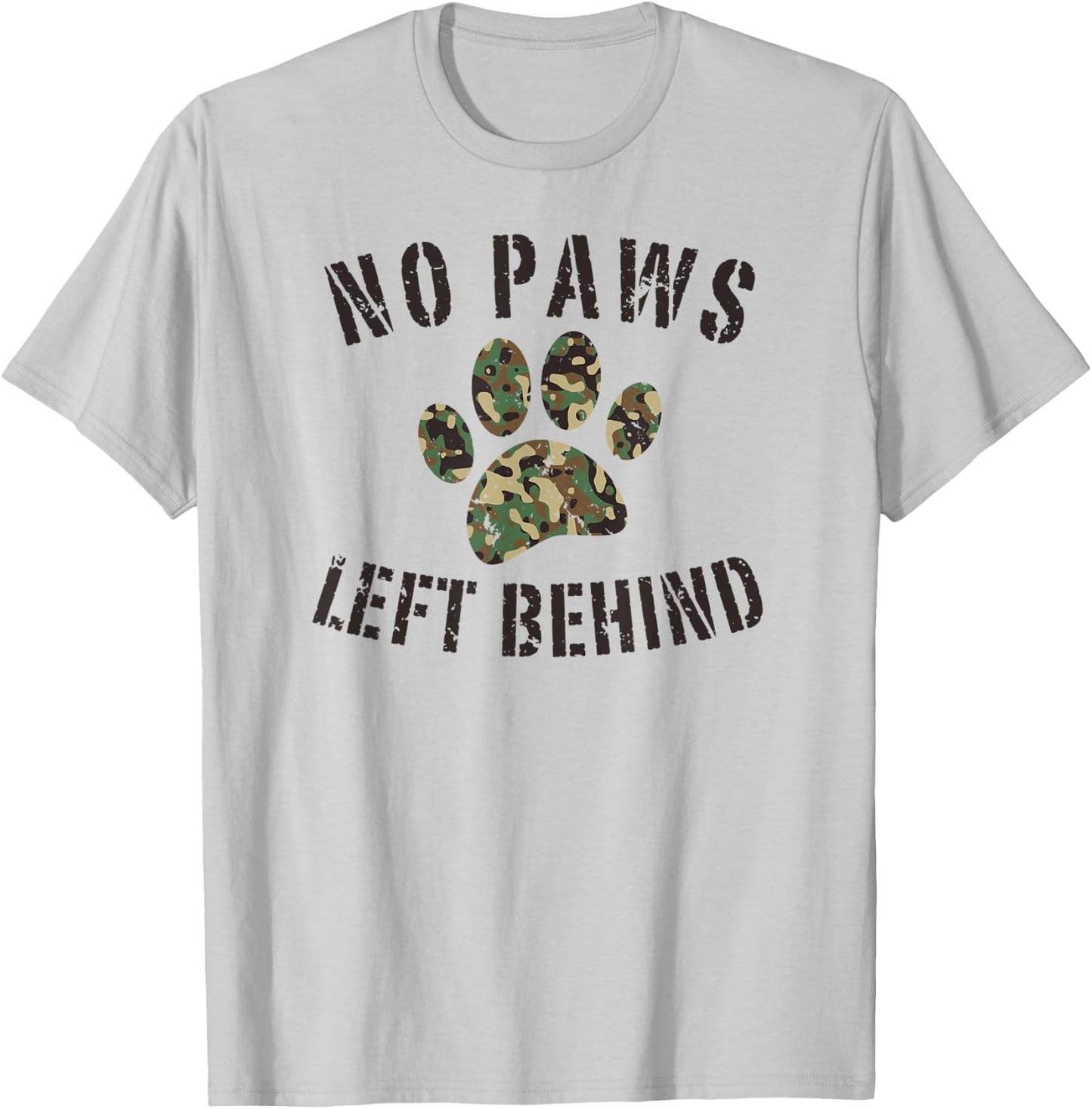 No Paws Left Behind Camo Paw Print Military Service Dogs T-Shirt - T-Shirt | Ash