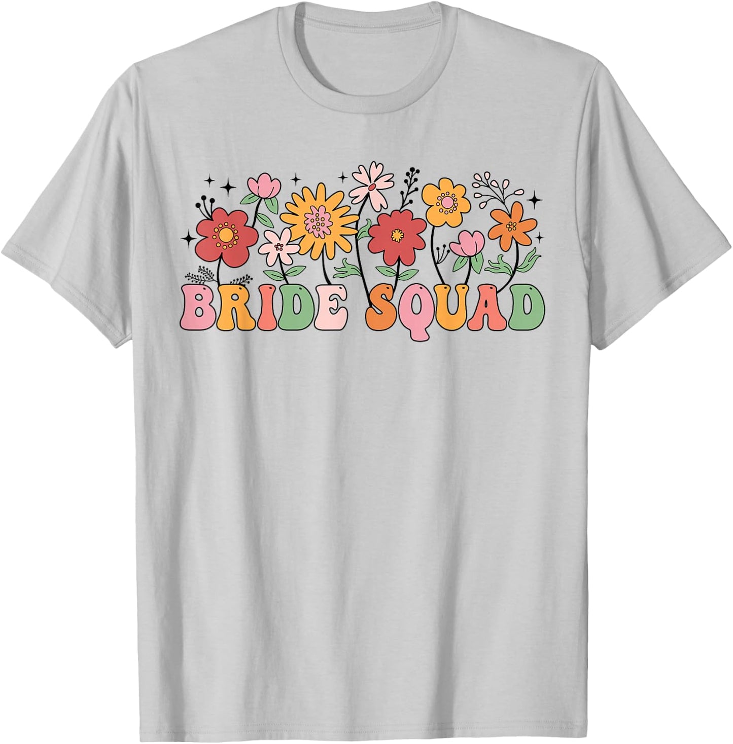 Bride Squad Wildflower Wedding Bridal Party Bachelorette T-Shirt - T-Shirt | Ash