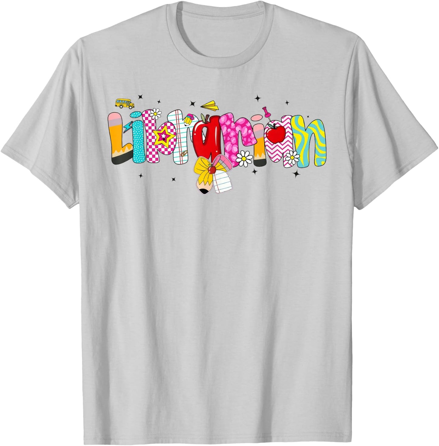 Coquette Pencil Bow Librarian Back to School Bookworm T-Shirt - T-Shirt | Ash