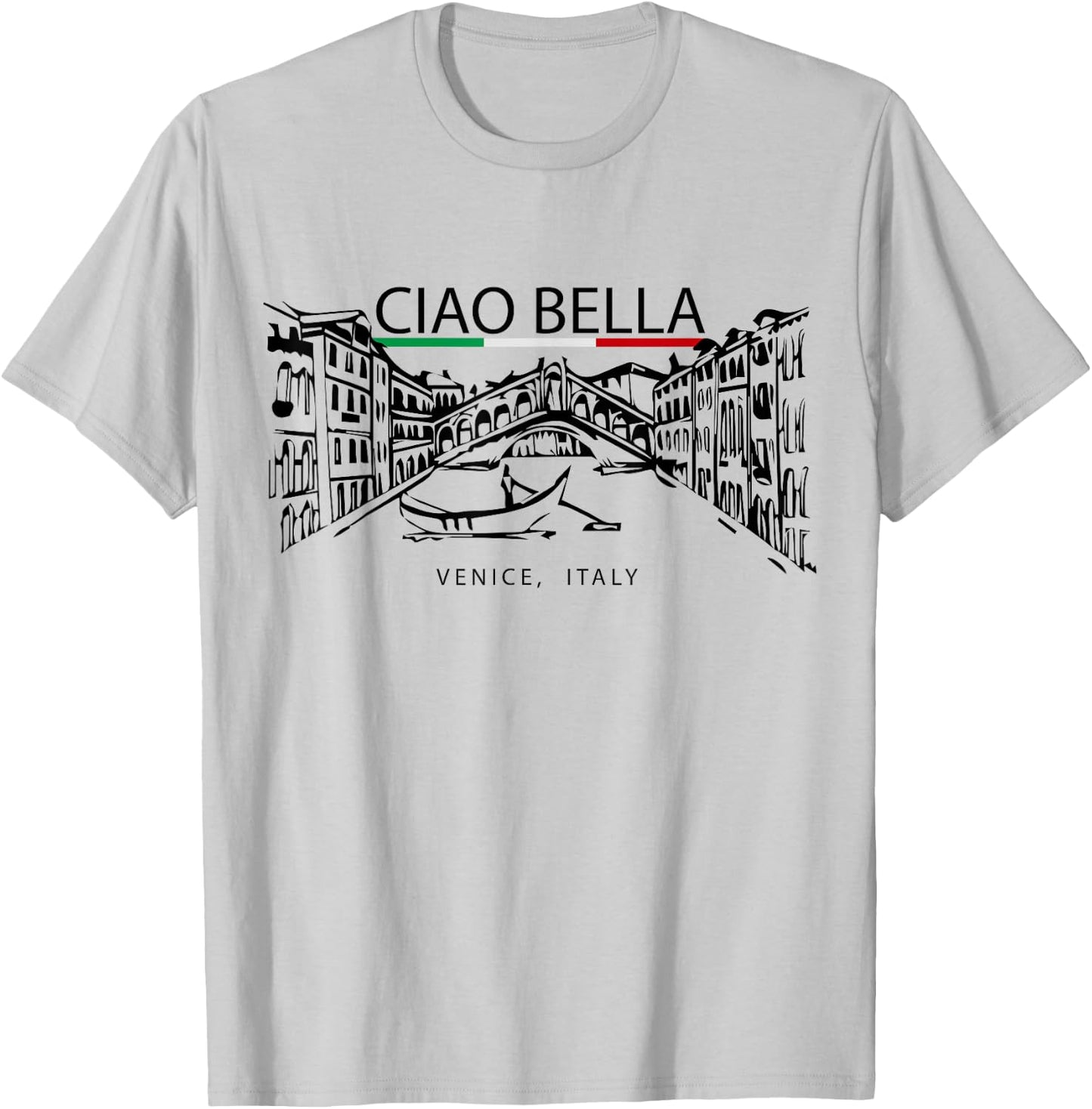 Ciao Bella Vintage Venice Italy Italian Greeting Graphic T-Shirt - T-Shirt | Ash