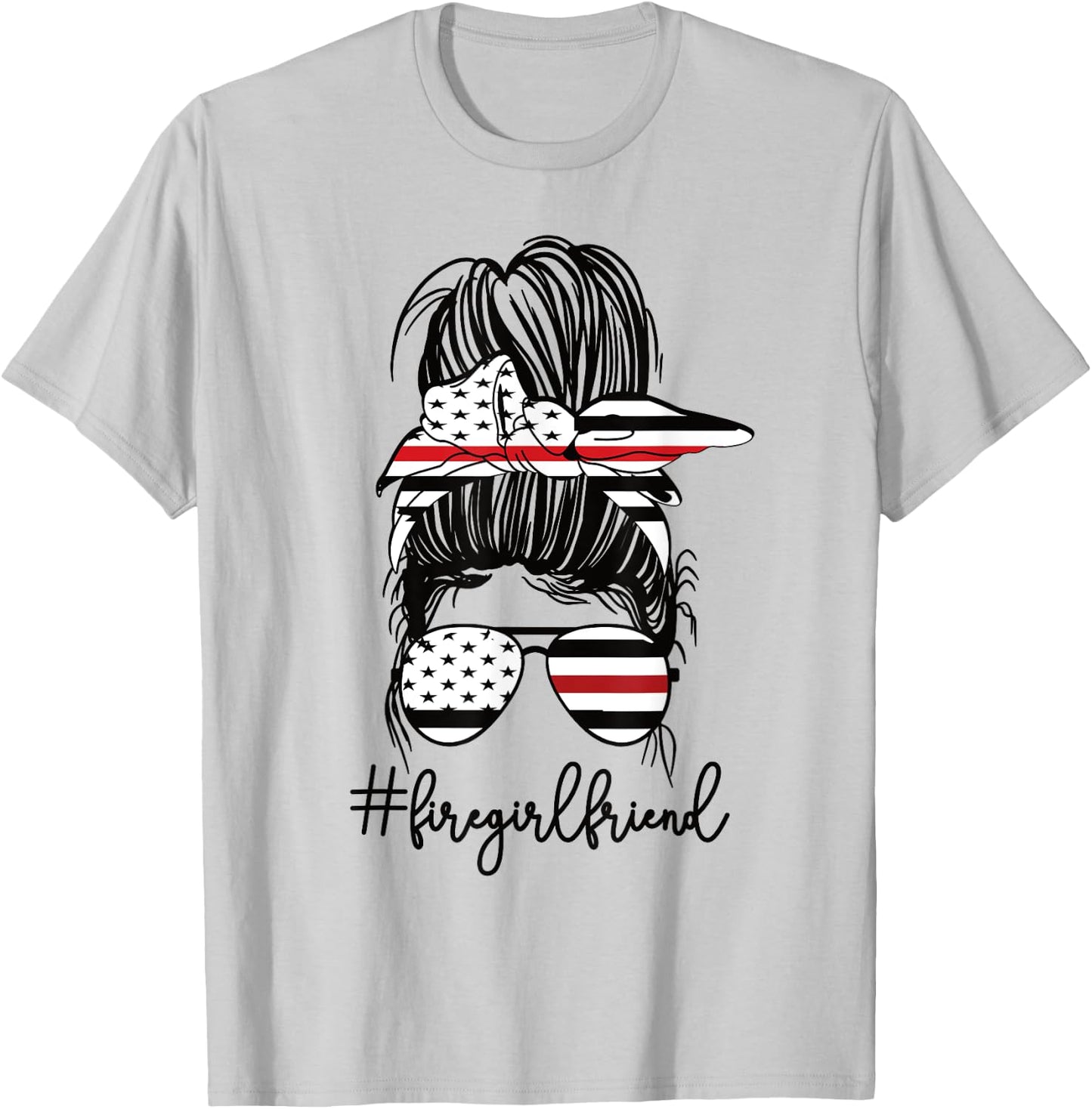 Funny Fire Girlfriend Thin Red Line Firefighter Girlfriend T-Shirt - T-Shirt | Ash