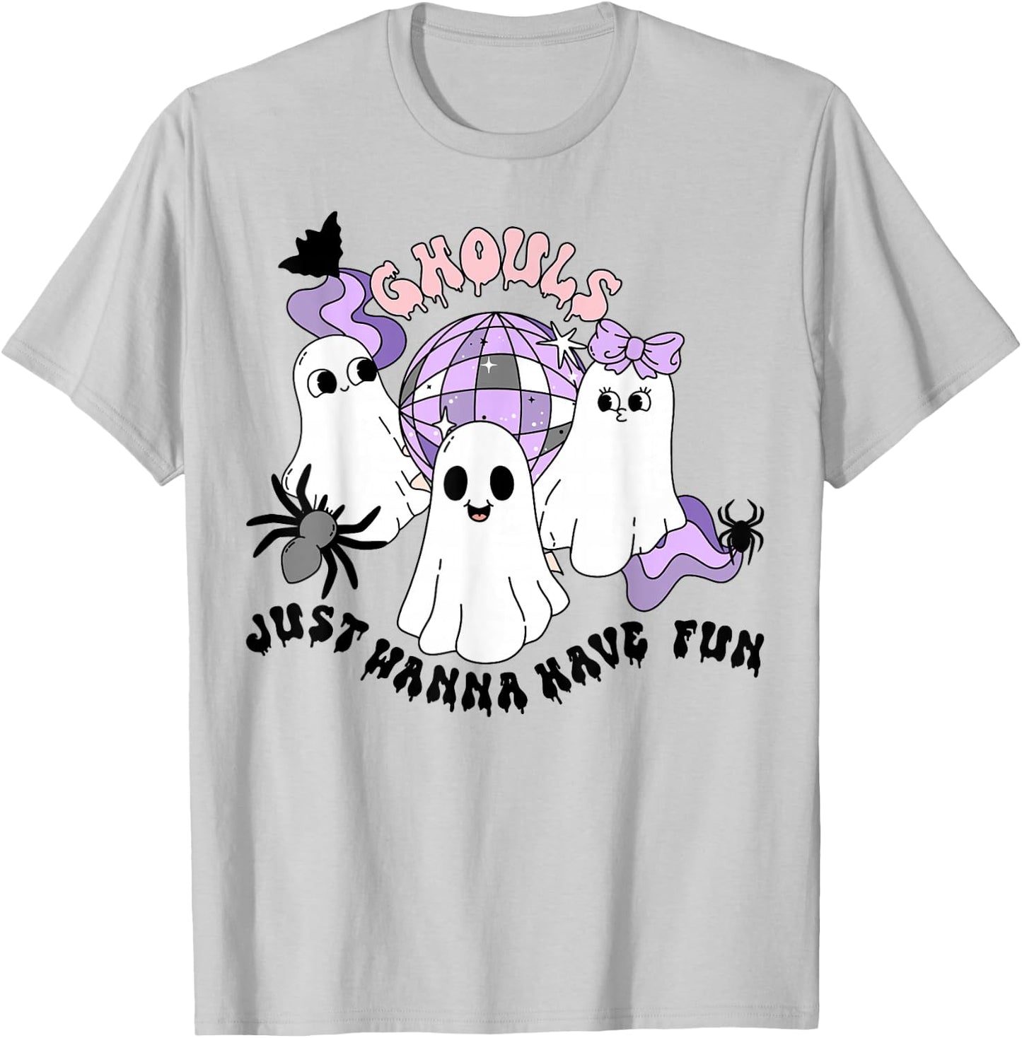 Ghouls Just Wanna Have Fun Groovy Halloween Costume Girls T-Shirt - T-Shirt | Ash