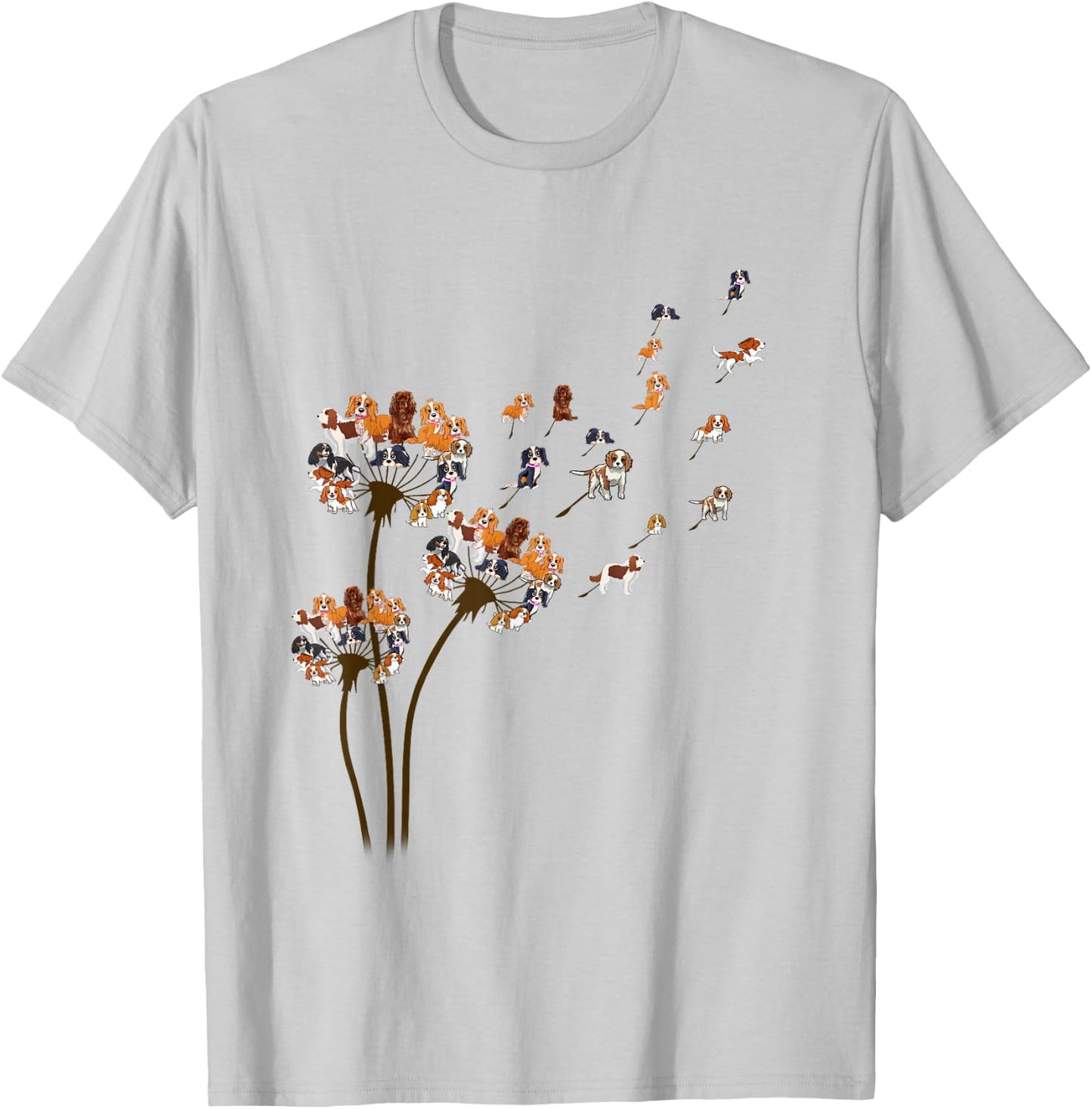 Cavalier King Charles Dandelion Funny Gift Dog Lovers T-Shirt - T-Shirt | Ash