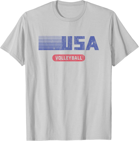 Retro USA 2020 Team American Volleyball Vintage T-Shirt - T-Shirt | Ash