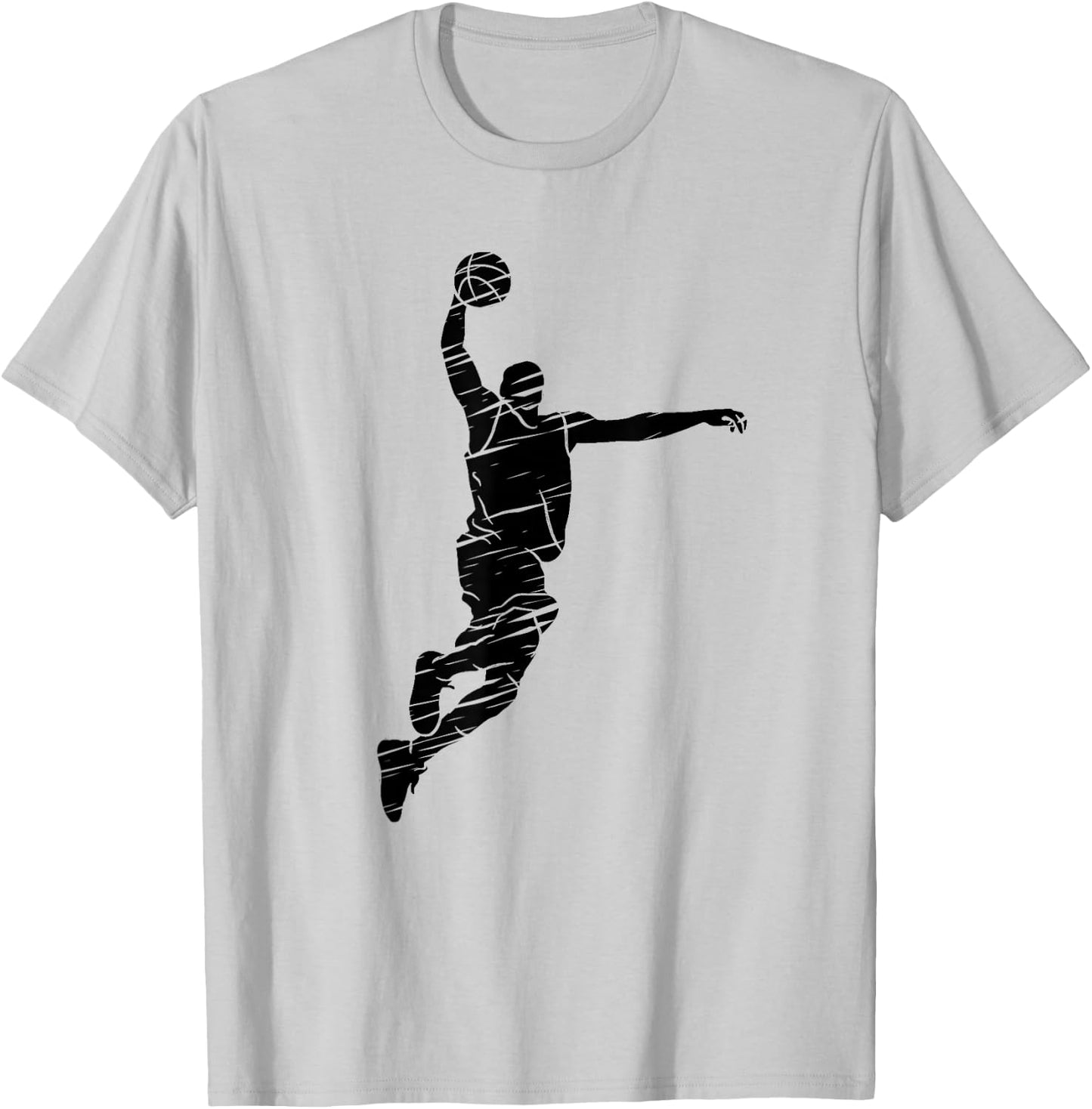 Basketball Player Retro Lines T-Shirt - T-Shirt | Ash