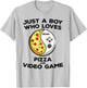 Just a Boy Who Love Pizza and Video Game Funny Gaming Quote T-Shirt - T-Shirt | Ash